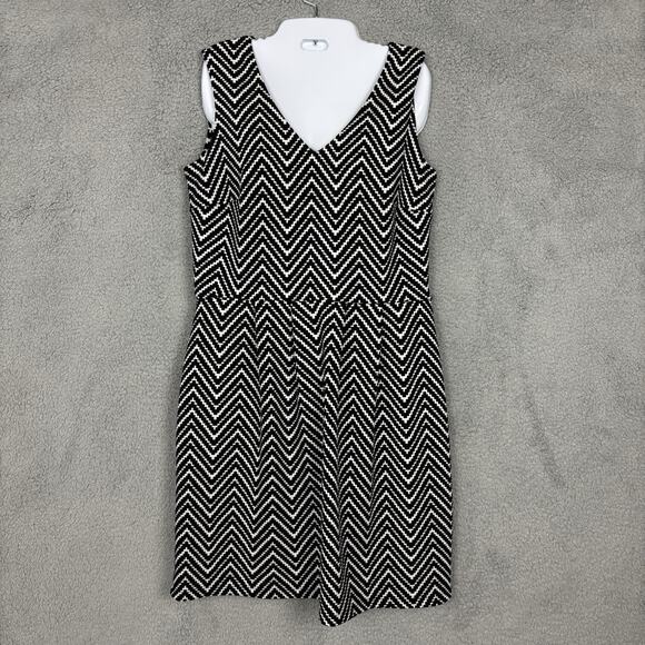 Enfocus Studio Dress Women size 14 Sleeveless Chevron Stripes Stretch Fit Flare - Picture 1 of 11